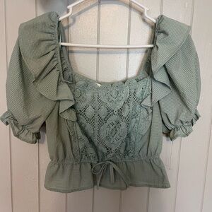 Mine Green Ruffled Blouse